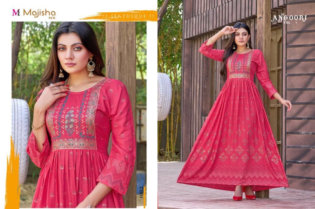 Majisha Nx Angoori 1 fancy Designer Ethnic Wear Long Anarkali Kurti Collection